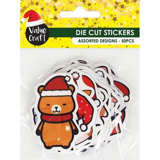 XMAS DIE CUT FUN STICKERS ASSORTED 50PCS