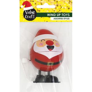 XMAS WIND UP TOY SANTA 1PC