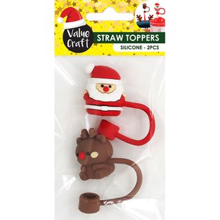 XMAS SILICONE STRAW TOPPERS 2PCS
