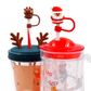 XMAS SILICONE STRAW TOPPERS 2PCS
