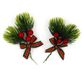 XMAS PINE FOLLIAGE PICKS WITH BOWS 4PCS