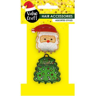 XMAS GLITTER CLAW CLIPS PACK 2PCS