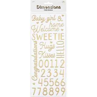 PUFFY PHRASES BABY GIRL STICKERS