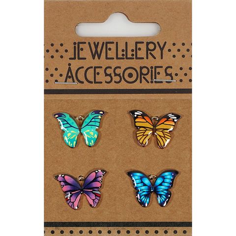 CHRM ENAMEL 4PC VINT BFLIES