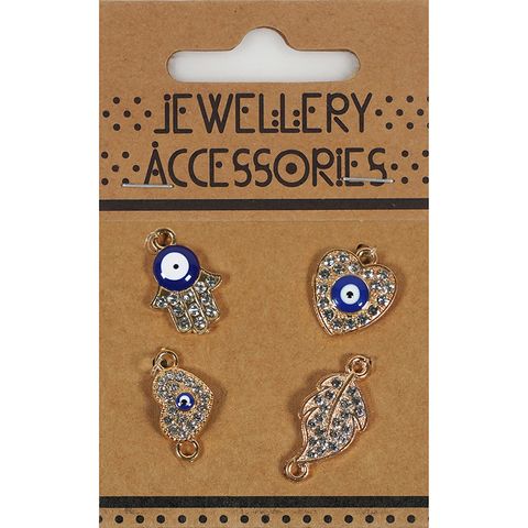 CHARM ENAMEL 4PC EVIL EYE SET