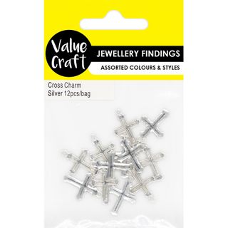 JF CHARM CROSS SILVER 12PC