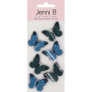 JENNI B 3D BUTTERFLY TEAL 6PC