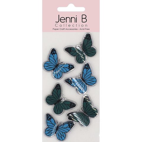 JENNI B 3D BUTTERFLY TEAL 6PC