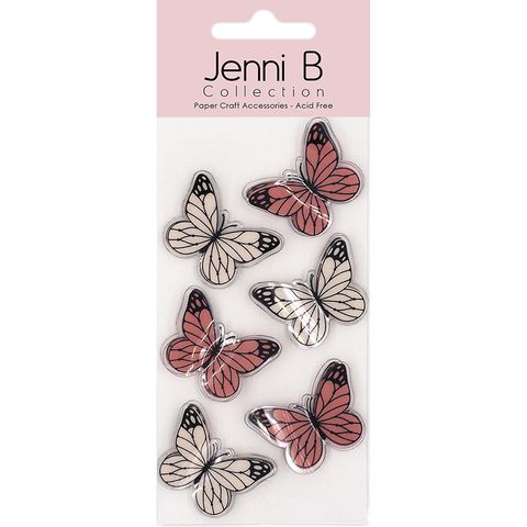 JENNI B 3D BUTTERFLY PALE CORAL 6PC