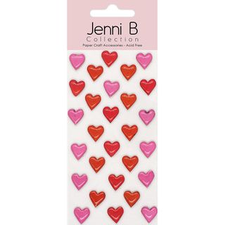 JENNI B RESIN ROSY RED HEARTS 28PC