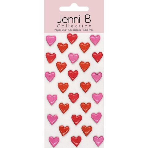 JENNI B RESIN ROSY RED HEARTS 28PC