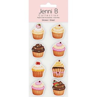 Jenni B Sticker Cupcake Sparkle 8pc