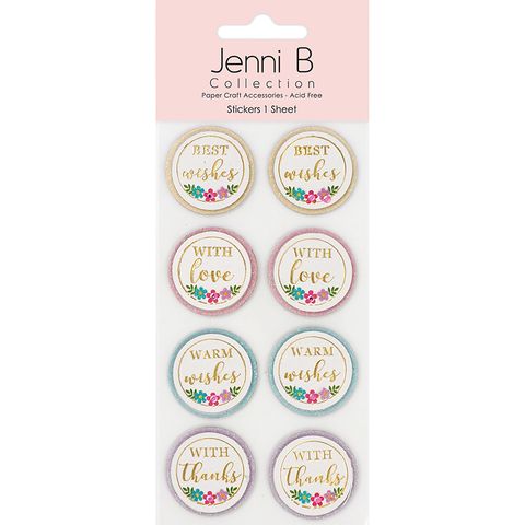 Jenni B Sticker Best wishes Sparkle 8pc