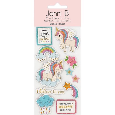 Jenni B Sticker Unicorns Sparkle 11pc