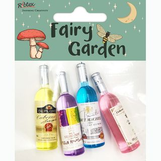 MINI RESIN WINE BOTTLES 4PC