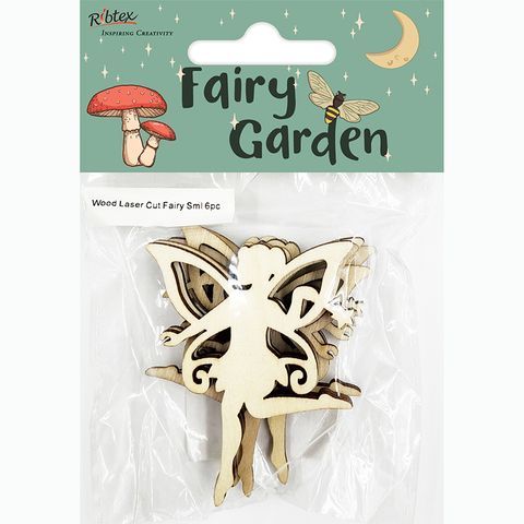 WOOD LASER CUT FAIRY SML 6PC