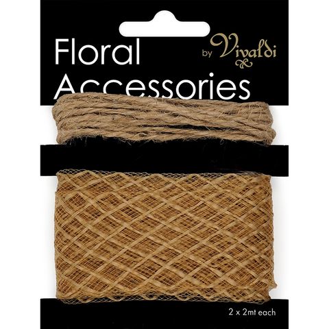 FLORAL RIBBON RUSTIC 45MM STRING PK
