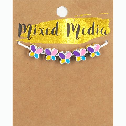 MINI ENAMEL BD SILV MULTI BFLY 5PC