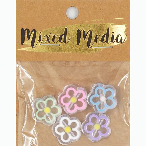 ENAMEL FILLED FLOWER OUTLINE BD 5PC