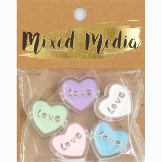 ENAMEL FILLED LOVE HEART BD 5PC