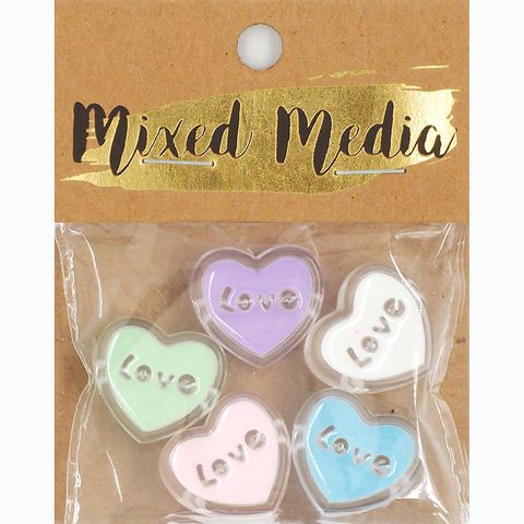 ENAMEL FILLED LOVE HEART BD 5PC