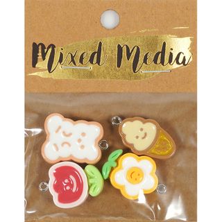 MM FLAT FLOWER BEAR CHARMS 4PC