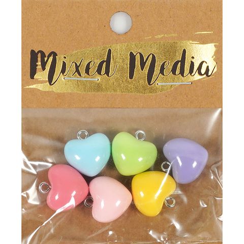 MM BUBBLE HEART CHARMS 6PC