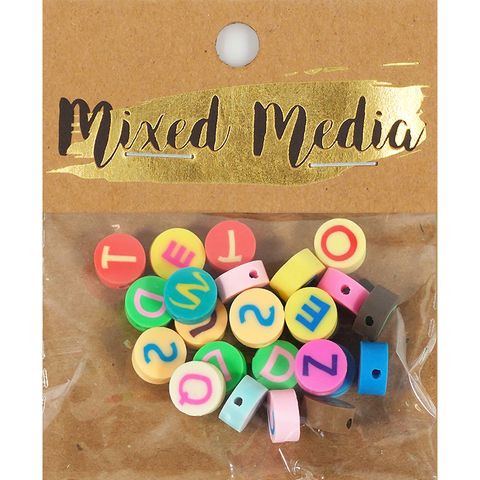 MM  RAINBOW ALPHA DISC BEADS 25PC