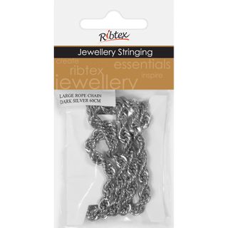 JF LARGE ROPE CHAIN DARK SILVER 60CM