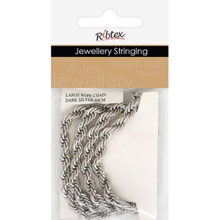 JF LARGE ROPE CHAIN DARK SILVER 60CM