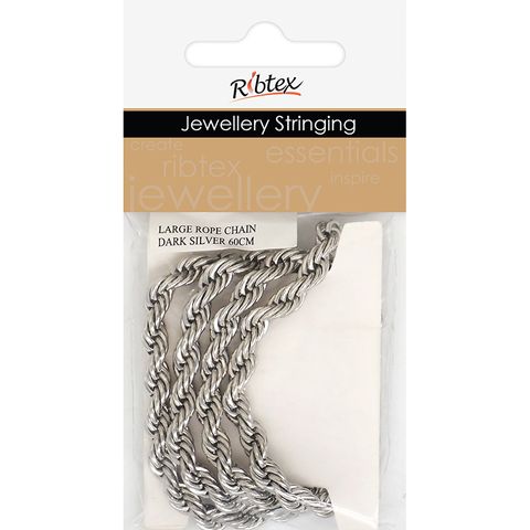 JF LARGE ROPE CHAIN DARK SILVER 60CM