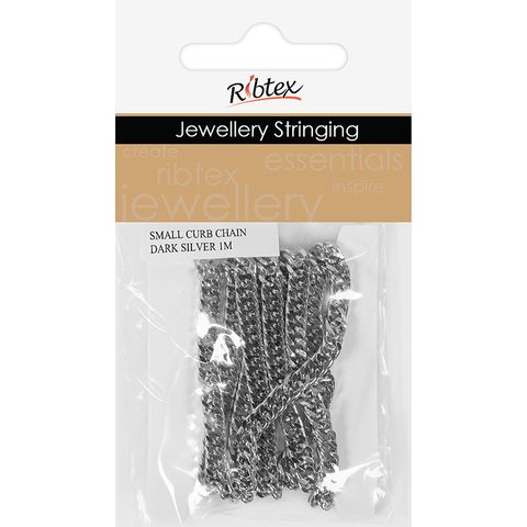 JF SMALL CURB CHAIN DARK SILVER 1M