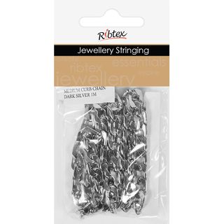 JF MEDIUM CURB CHAIN DARK SILVER 1M