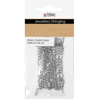 JF SMALL FIGARO CHAIN DARK SILVER 1M