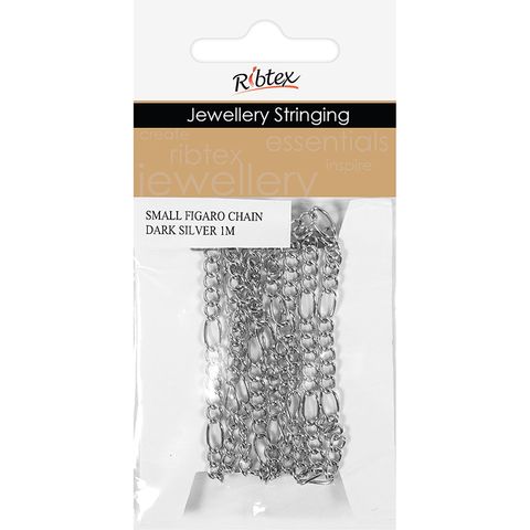 JF SMALL FIGARO CHAIN DARK SILVER 1M