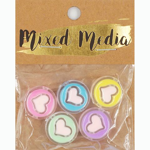 ENAMEL FILLED CLR HEART BD 5PC