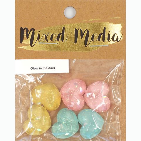 GLOW GLITTER FACET HEARTS FB EMB 6PC