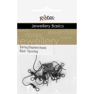 Earring Shepherd Hooks Black 10Pcs