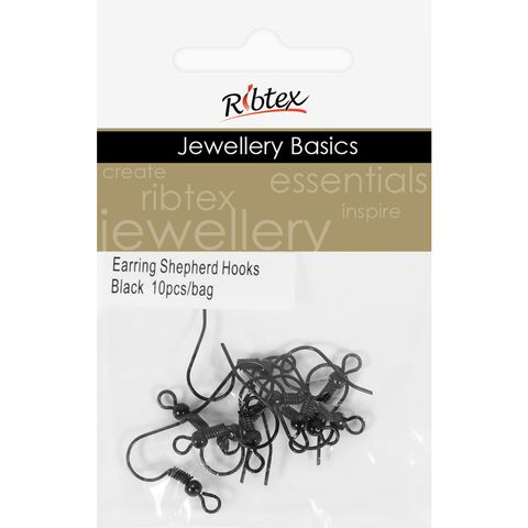 Earring Shepherd Hooks Black 10Pcs