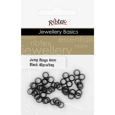 Jump Rings 4mm Black 40Pcs