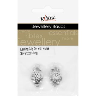 Earring Clip On With Holes Silver 2Pcs