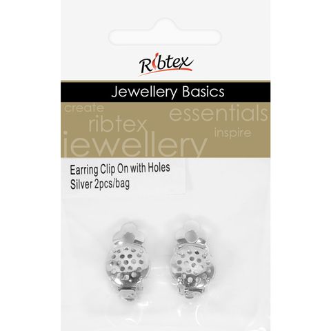 Earring Clip On With Holes Silver 2Pcs
