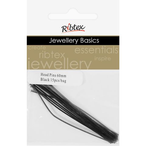 Head Pins 60mm Black 15Pcs