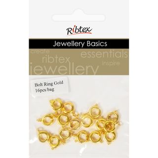 Clasp Bolt Ring 8mm Gold 16Pcs