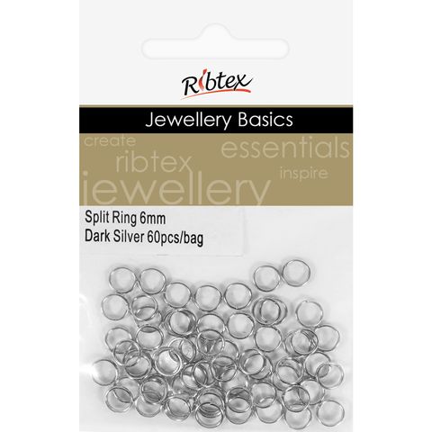 Split Rings 6mm Dark Silver 60Pcs