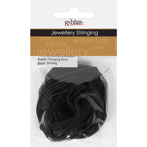 Faux Suede Thonging 5mm Black 5m
