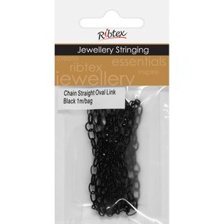 Chain Straight Oval Link 7x4mm Black 1m