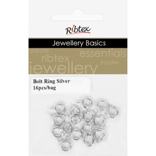 Clasp Bolt Ring 8mm Silver 16Pcs