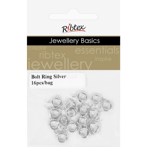 Clasp Bolt Ring 8mm Silver 16Pcs