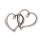 Charm Double Heart Silver 5Pcs
